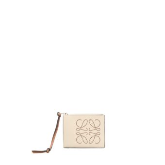 Loewe Brand Coin Cardholder Calfskin Light Oat/ Tan
