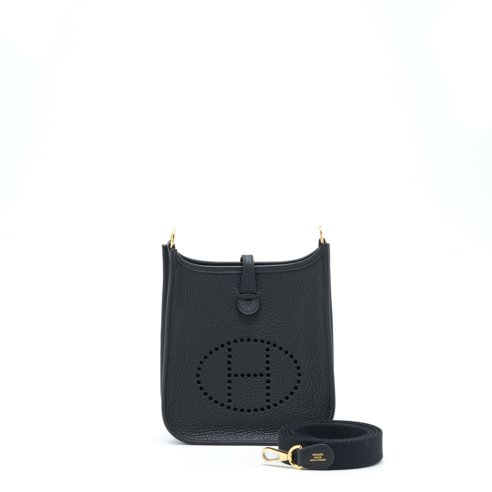 Hermes Mini Evelyne Clemence Black GHW Stamp U