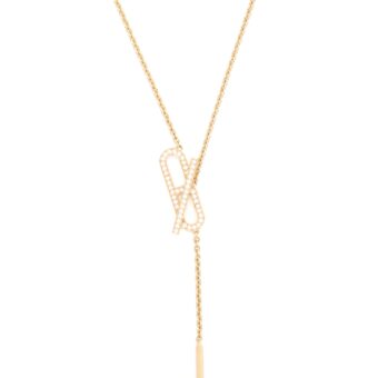 Hermes Ever Chaine D’Ancre Lariat Necklace Rose Gold With Diamonds
