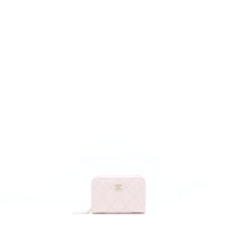 Chanel Zip Card Holder Caviar Light Pink LGHW