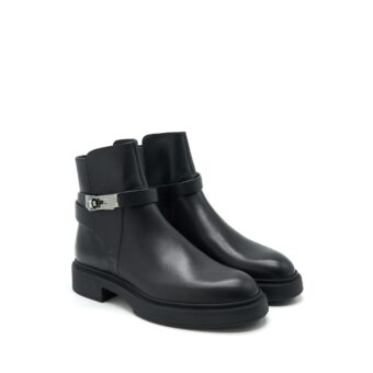HERMES SIZE 37 BOTTINE FEMME VEO VEAU BLACK