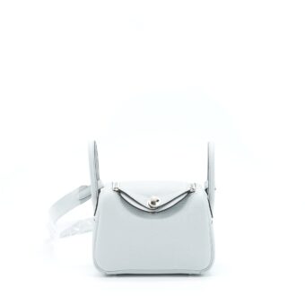 Hermes Mini Lindy Clemence Blue Pale SHW Stamp Z