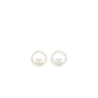 Chanel Round Earrings With Crystal SHW