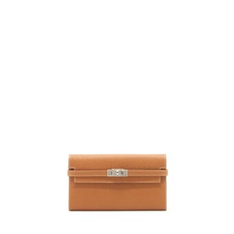 Hermes Kelly Long Wallet Epsom Gold SHW Stamp A
