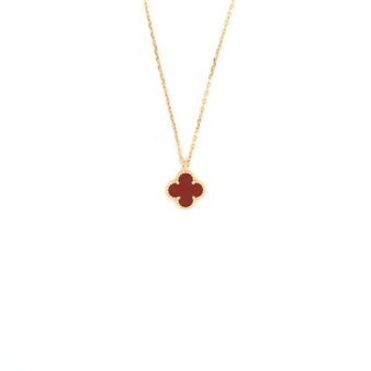 Van Cleef And Ariel’s Sweet Alhambra Pendant Rose Gold With Carnelian