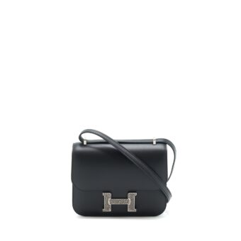 Hermes Mini Constance Monsieur Black With Lizard Buckle / Ombré Stamp Y
