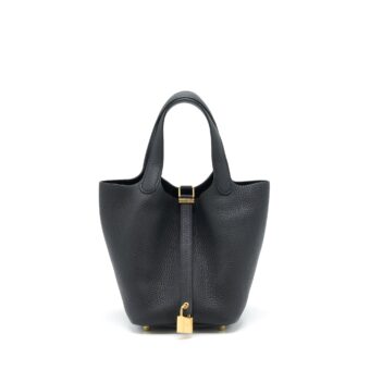 Hermes Picotin 18 Clemence Black GHW Stamp Z