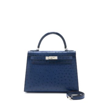 Hermes Kelly 28 Ostrich Blue Saphir SHW Stamp A