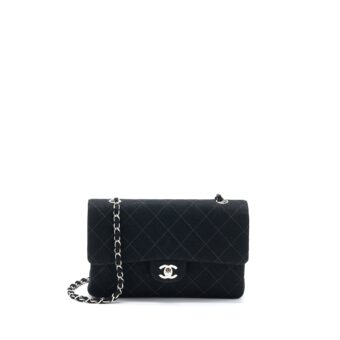 Chanel Vintage Medium Single Flap Bag Fabric Black SHW