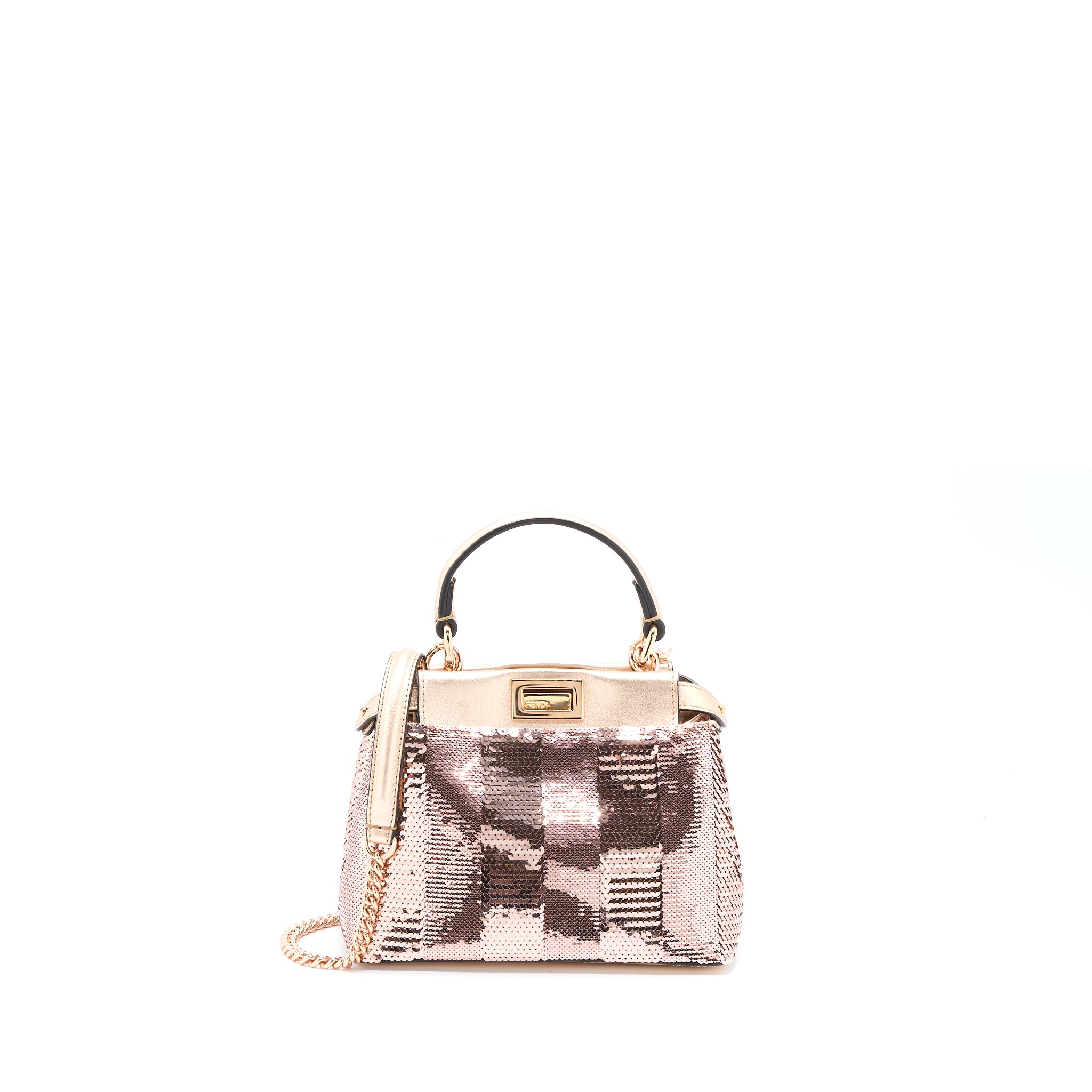 Fendi Mini Peekaboo Sequin/Leather Light Pink with Pink Hardware
