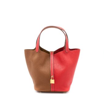 Hermes Picotin 22 Lock Bag Clemence Rouge De Coeur/Gold GHW Stamp Y