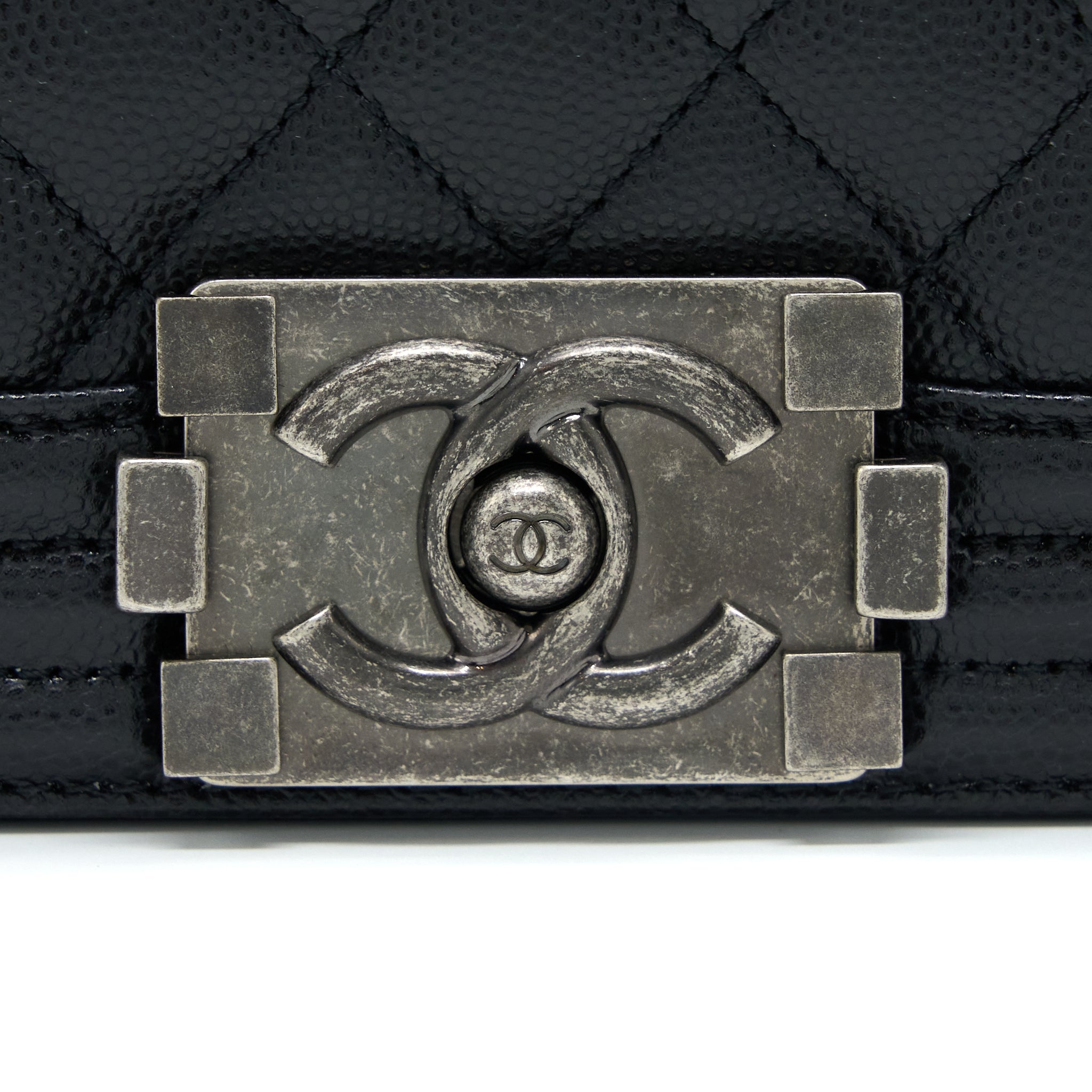 Chanel Small Boy Bag Caviar Black Ruthenium SHW (Microchip) - Image 7