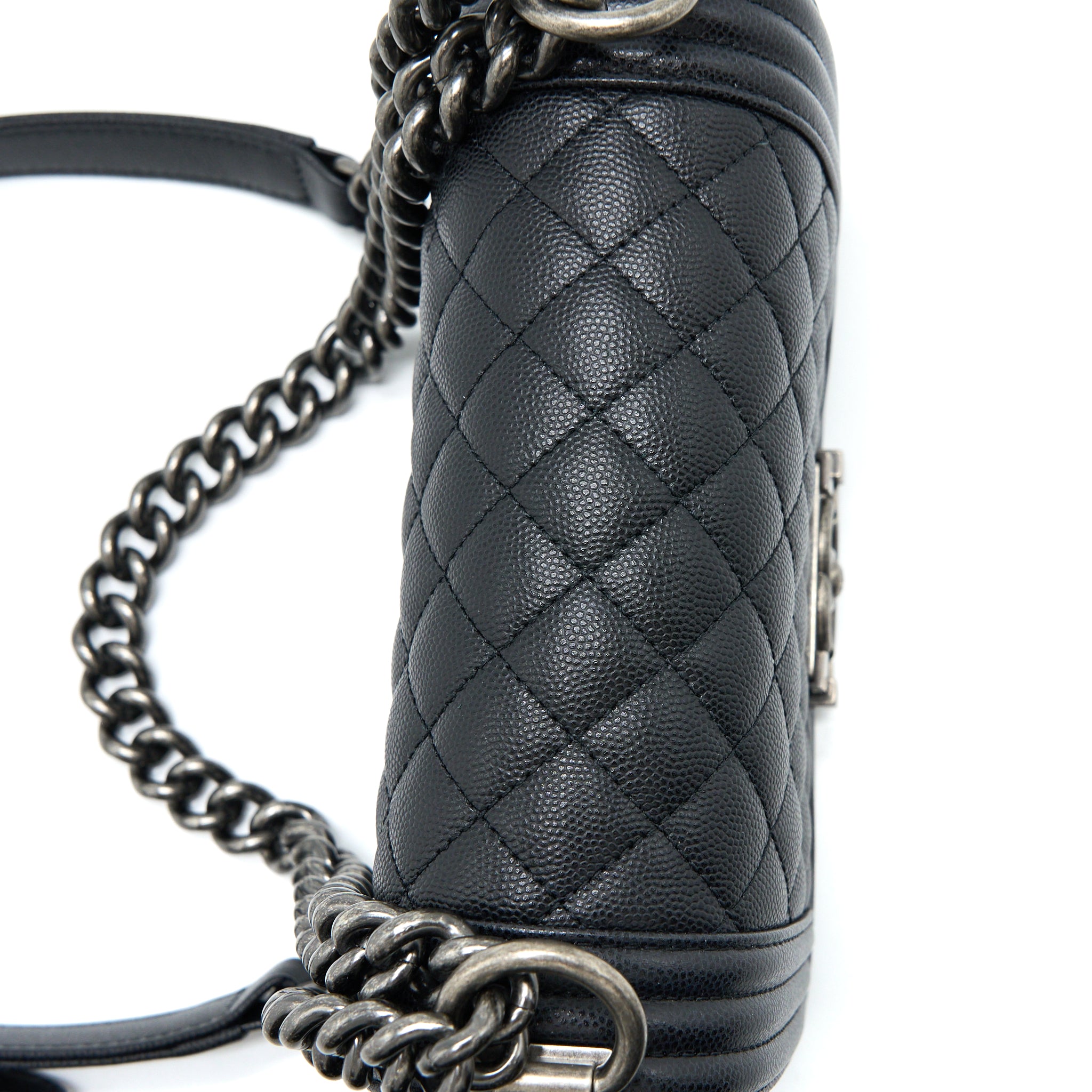 Chanel Small Boy Bag Caviar Black Ruthenium SHW (Microchip) - Image 8