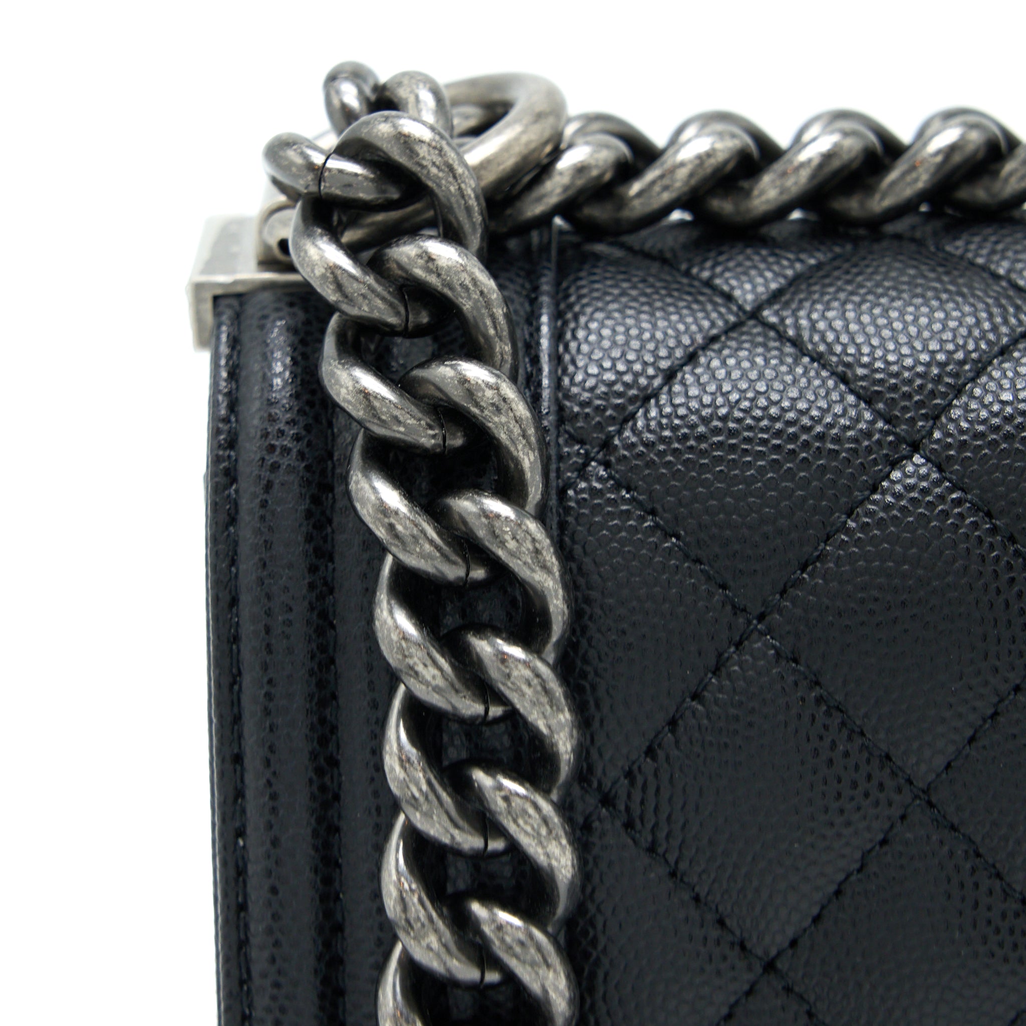 Chanel Small Boy Bag Caviar Black Ruthenium SHW (Microchip) - Image 9