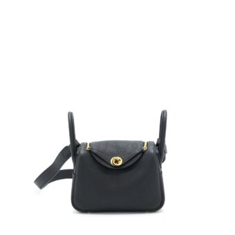 Hermes Mini Lindy Clemence Black GHW Stamp Z