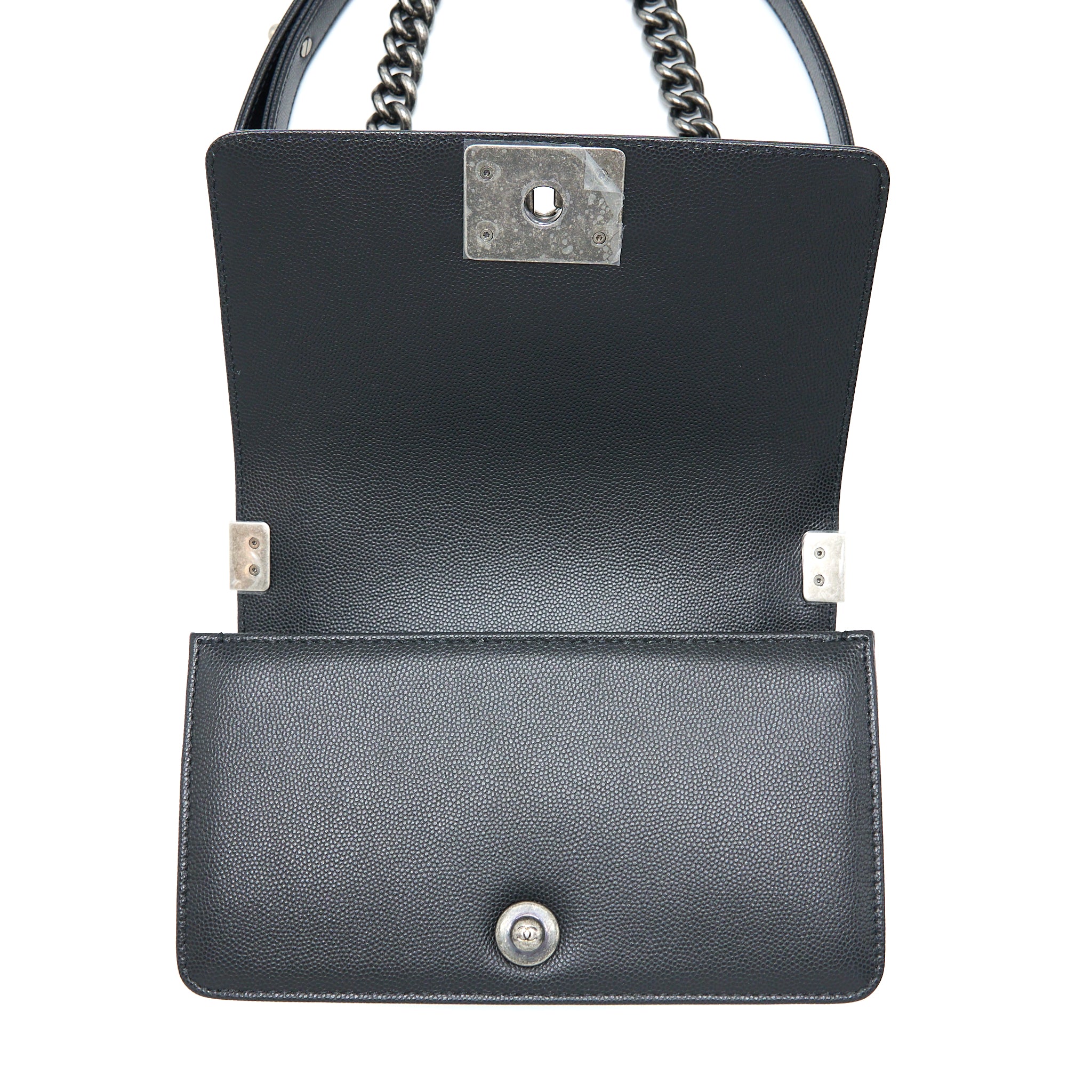 Chanel Small Boy Bag Caviar Black Ruthenium SHW (Microchip) - Image 12