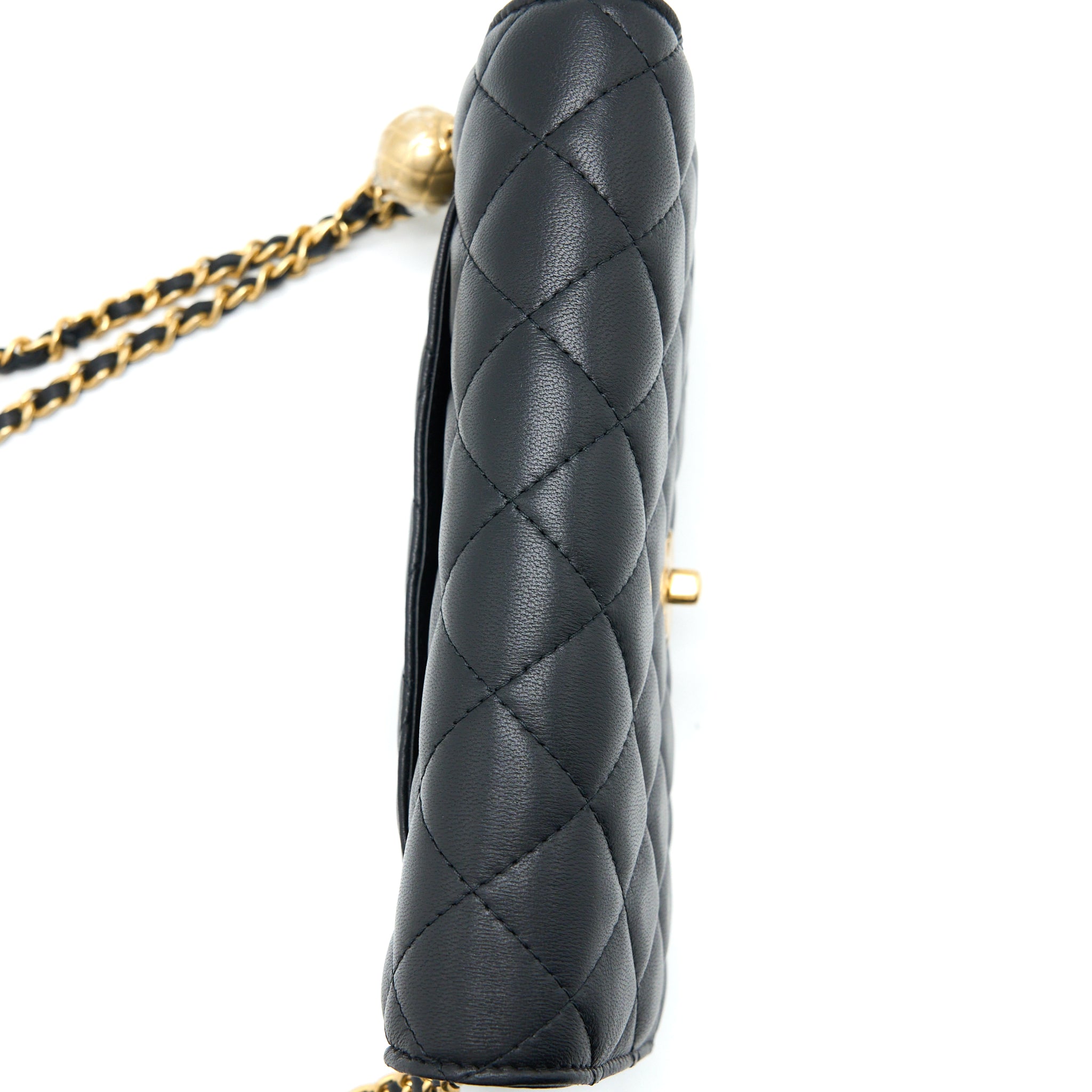 Chanel Pearl Crush Wallet On Chain Lambskin Black GHW (Microchip) - Image 7