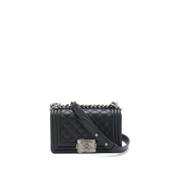Chanel Small Boy Calfskin Black Ruthenium Sliver Hardware