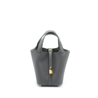 Hermes Picotin 18 Lock Bag Clemence Graphite GHW Stamp U