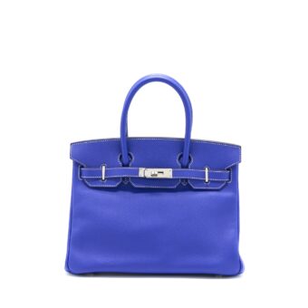 Hermes Birkin 30 Epsom Blue Electric / Blue Mykonos SHW Stamp Square O