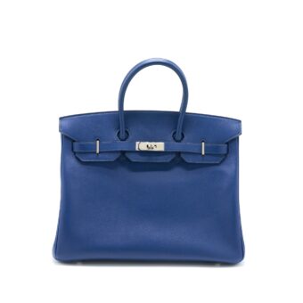Hermes Birkin 35 Epsom Blue De Malte SHW Stamp Square N