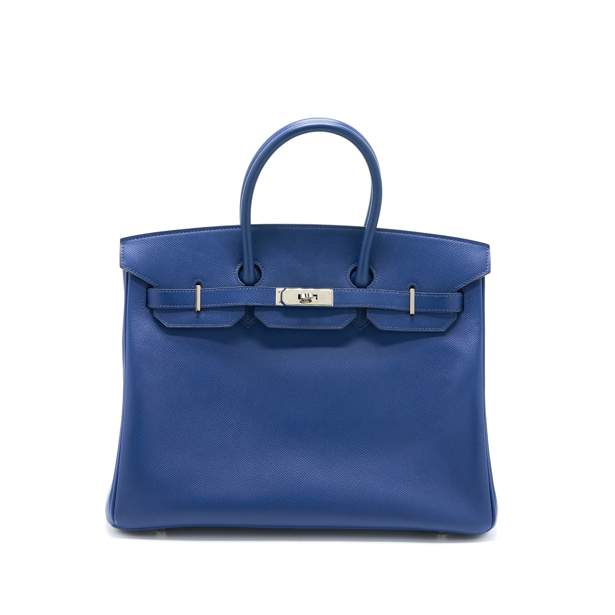 Hermes Birkin 35 Epsom Blue De Malte SHW Stamp Square N