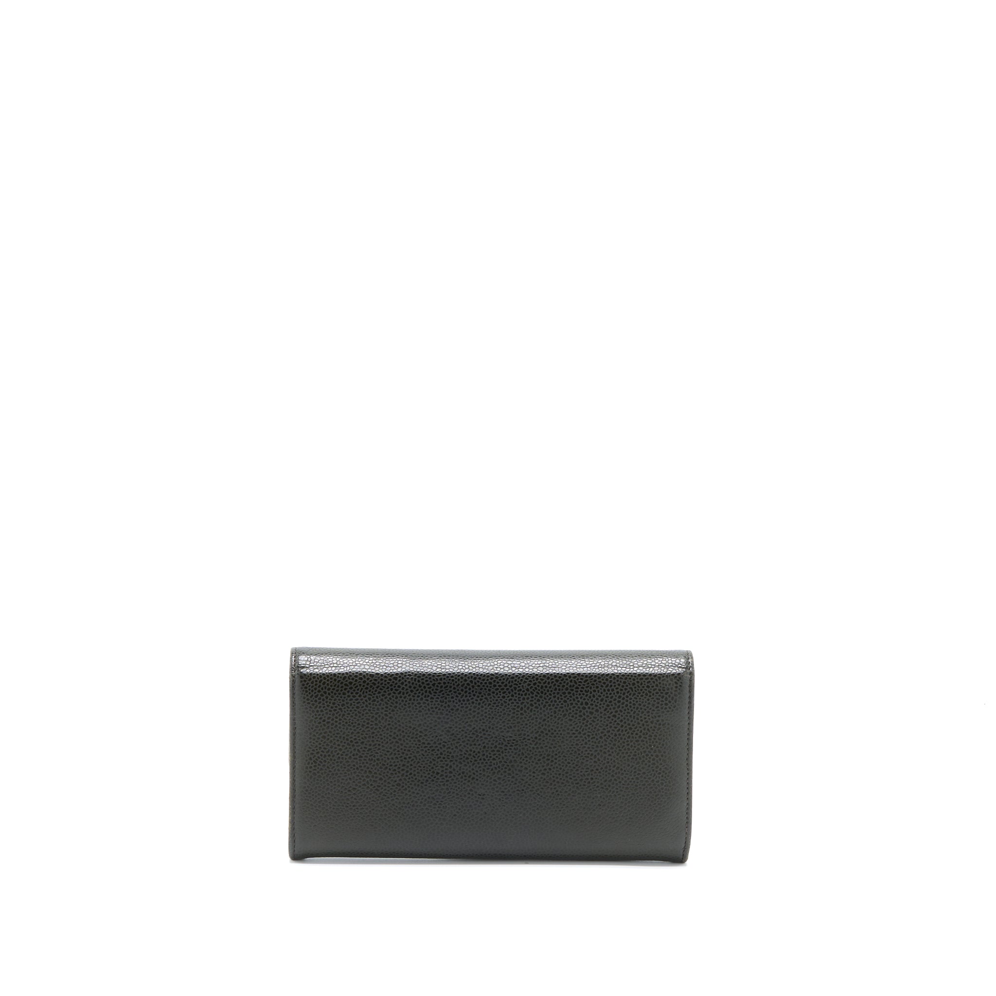 Chanel CC Logo Flap Long Wallet Caviar Dark Olive Green SHW - Image 2