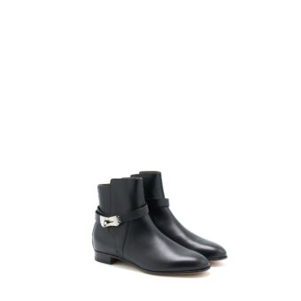 Hermes Size 37.5 Neo Ankle Boots Calfskin Black SHW