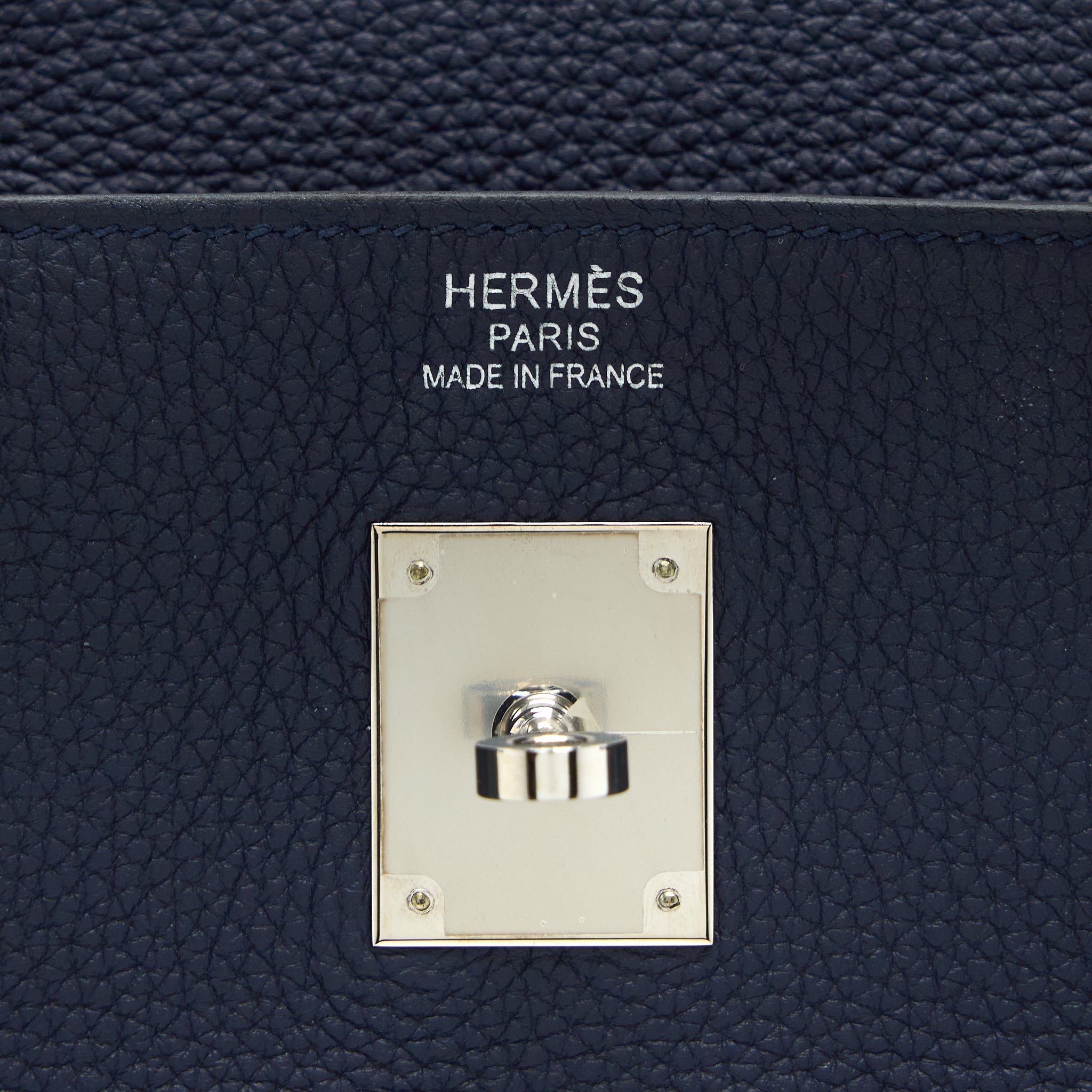 Hermes Birkin 40 Officer Togo/Swift Blue Nuit/Vert Cypres SHW Stamp C - Image 11