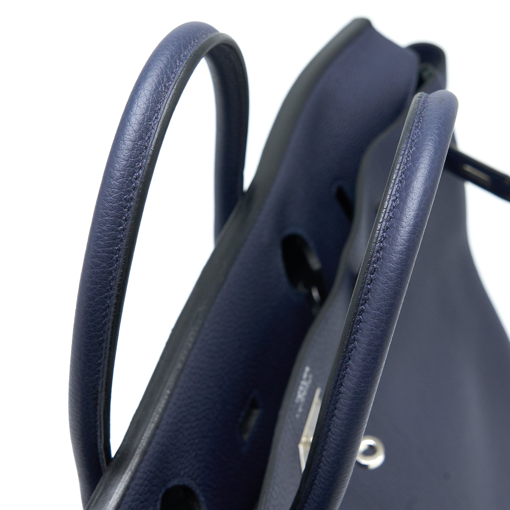 Hermes Birkin 40 Officer Togo/Swift Blue Nuit/Vert Cypres SHW Stamp C - Image 8