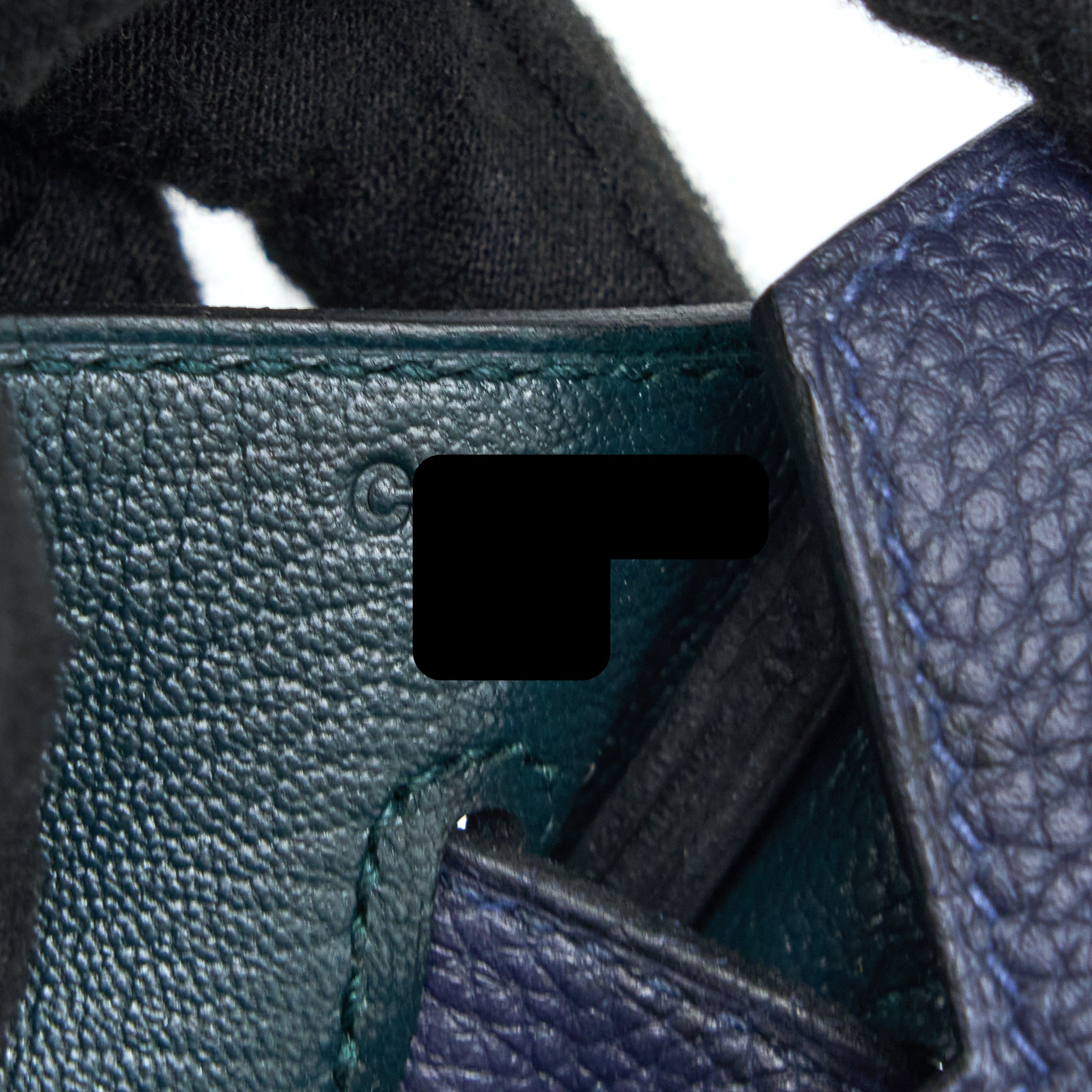 Hermes Birkin 40 Officer Togo/Swift Blue Nuit/Vert Cypres SHW Stamp C - Image 12