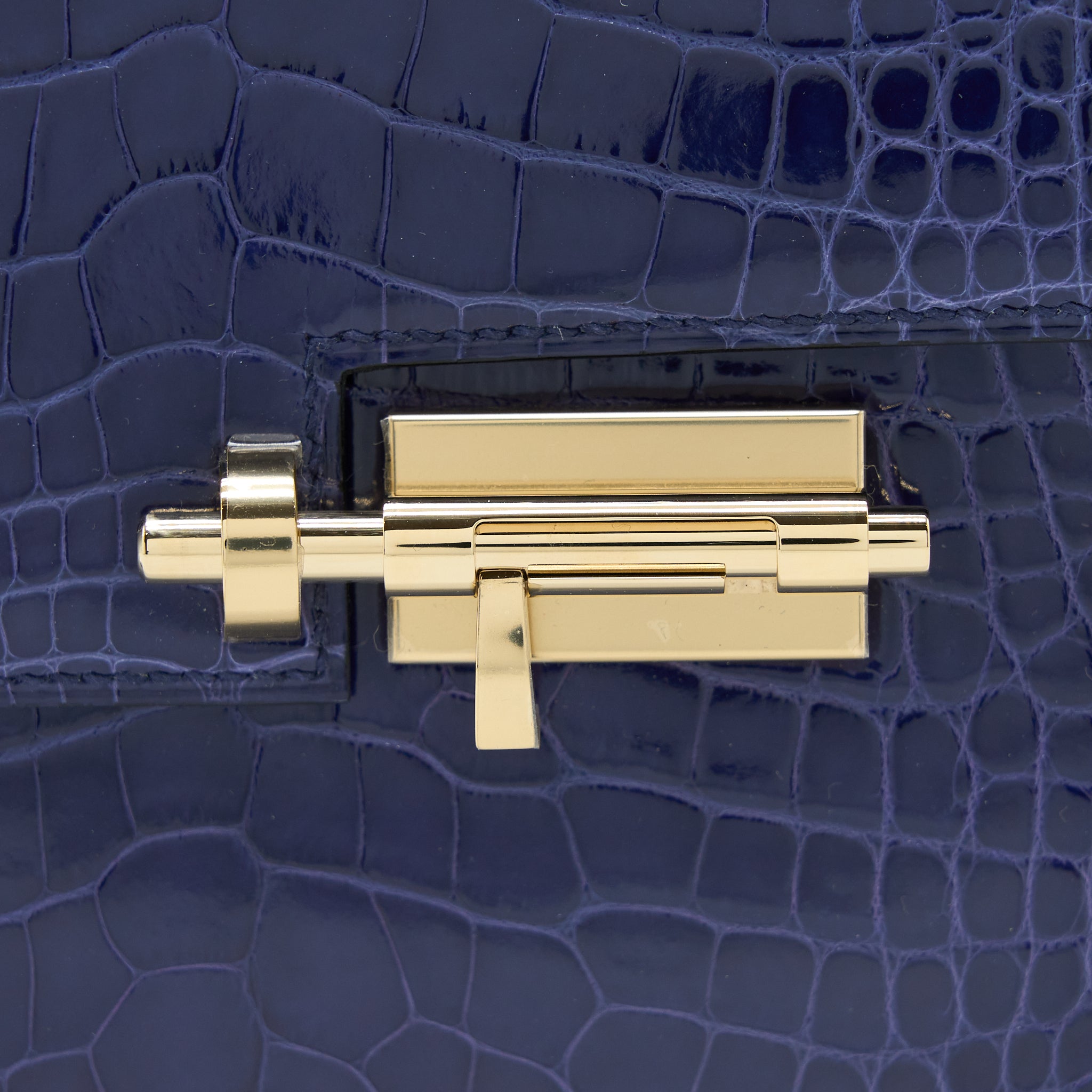 Hermes Mini Verrou Alligator Mississippiensis M3 Blue Encre GHW Stamp D - Image 7