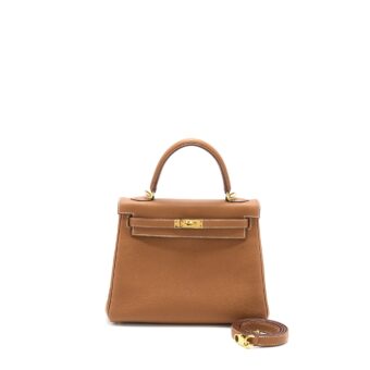 Hermes Kelly 25 Togo Gold GHW Stamp C