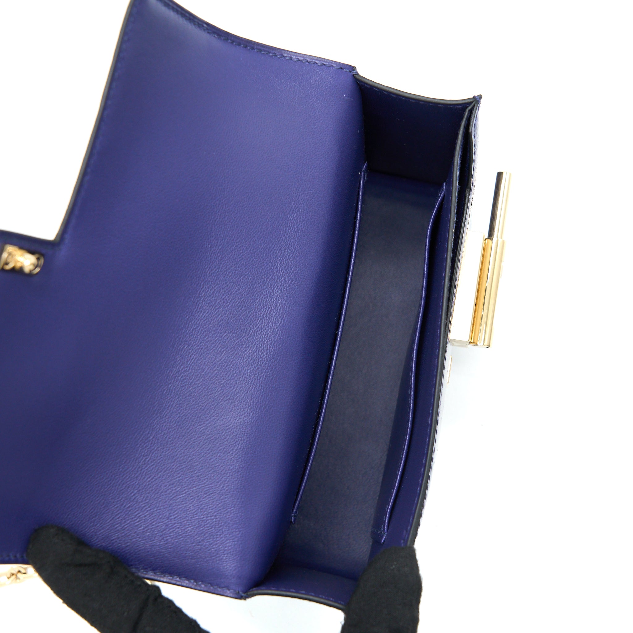 Hermes Mini Verrou Alligator Mississippiensis M3 Blue Encre GHW Stamp D - Image 6