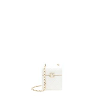 Chanel 22P Quilted Mini Box Vanity With Chain Lambskin White LGHW