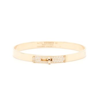 Hermes Size SH Kelly Bracelet Small Model Rose Gold With Diamonds
