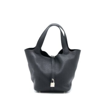 Hermes Picotin 22 Lock Bag Clemence Black SHW Stamp Y