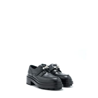 Hermes Size 38 Richelieu Derby First Loafer Calfskin Glace Black SHW