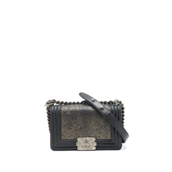 Chanel small boy Bag Lizard/Calfskin black with ruthenium hardware
