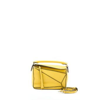 Loewe Mini Puzzle Bag Calfskin Yellow SHW