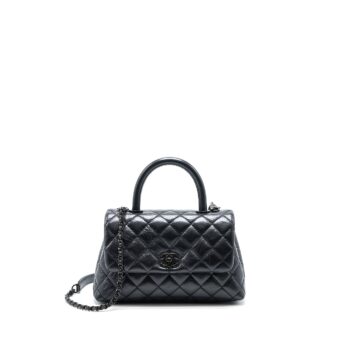 Chanel Small Coco Handle Aged Calfskin So Black With Black Hardware