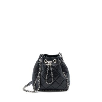 Chanel 20S Drawstring Bucket Bag Aged Calfskin Black SHW