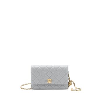 Chanel Pearl Crush Wallet On Chain Lambskin Grey Brushed GHW (Microchip)
