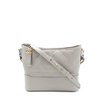 Chanel Large Gabrielle Hobo Bag Aged Calfskin Light Grey Multicoloured Hardware