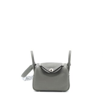Hermes Mini Lindy Clemence 0L Gris Meyer SHW Stamp U
