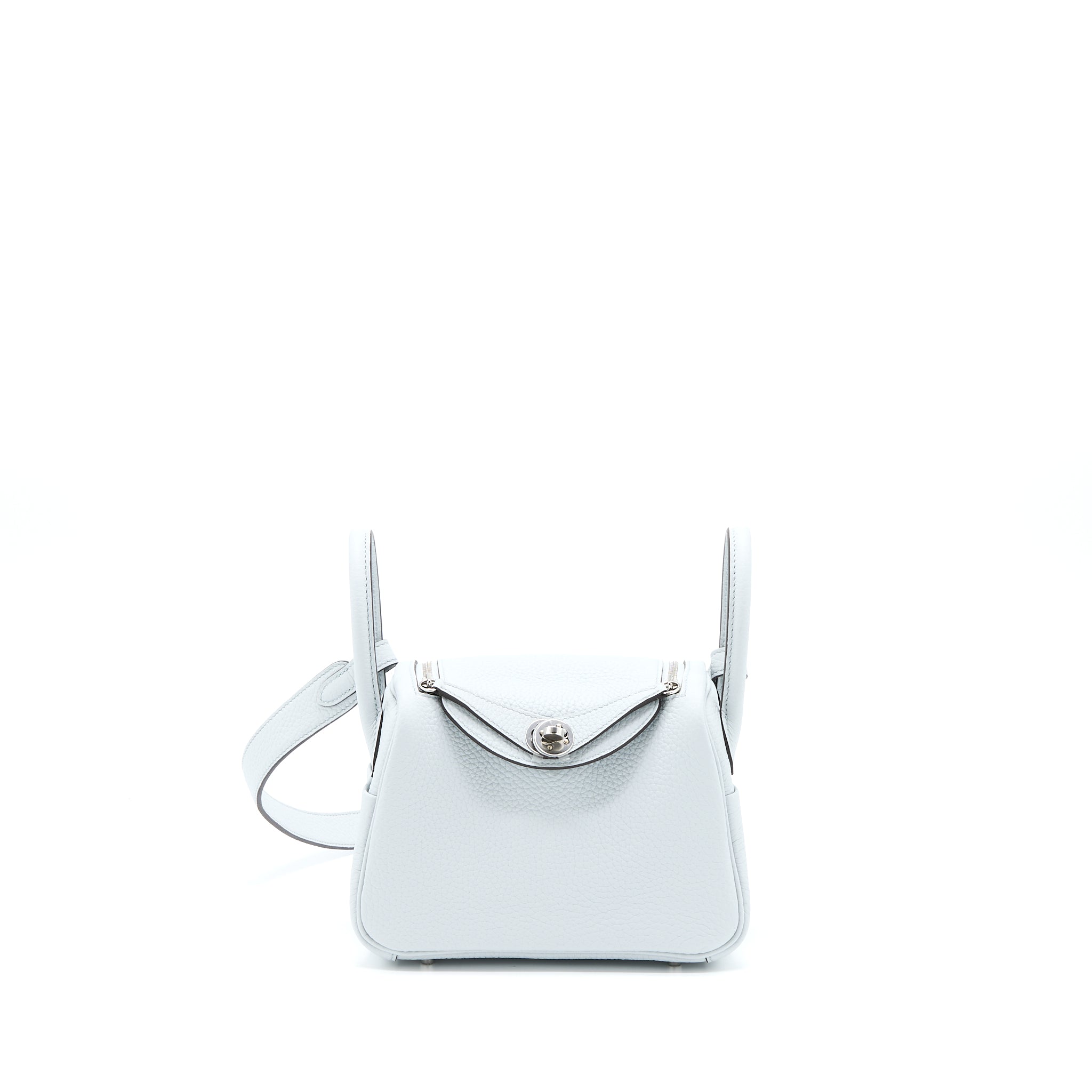 Hermes Mini Lindy Clemence Blue Pale SHW Stamp U