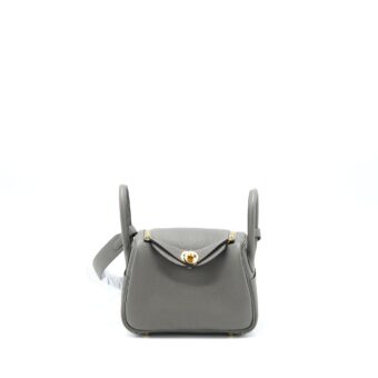 Hermes Mini Lindy Clemence 0L Gris Meyer GHW Stamp U