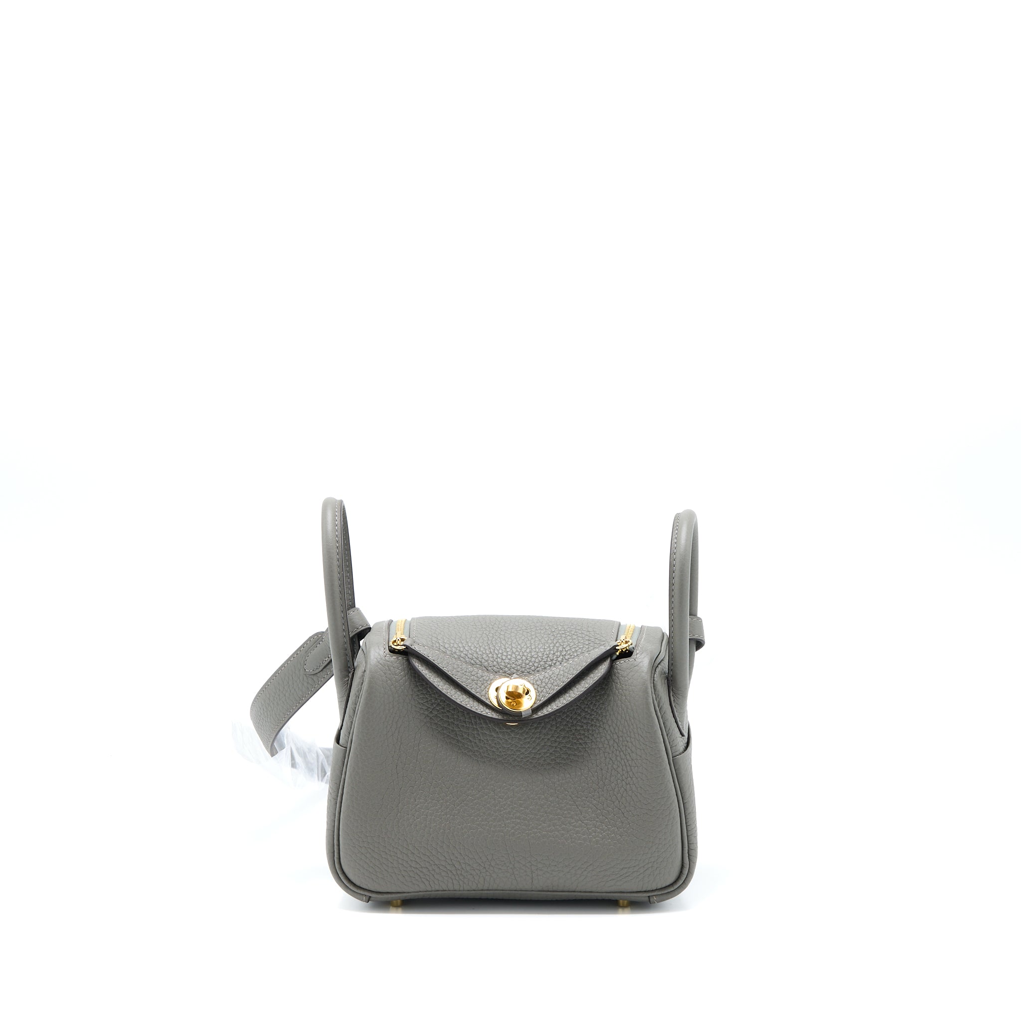 Hermes Mini Lindy Clemence 0L Gris Meyer GHW Stamp U