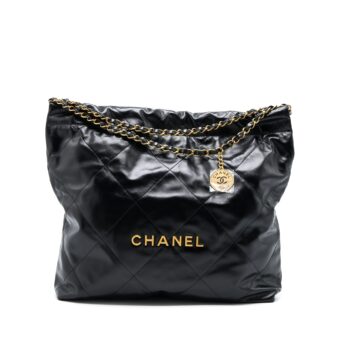 Chanel Medium 22 Bag Shiny Calfskin Black GHW (Microchip)