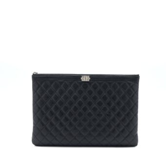 Chanel Boy Clutch Lambskin Black SHW